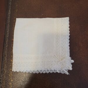 NWOT Vintage Handkerchief White with Lace 10½"